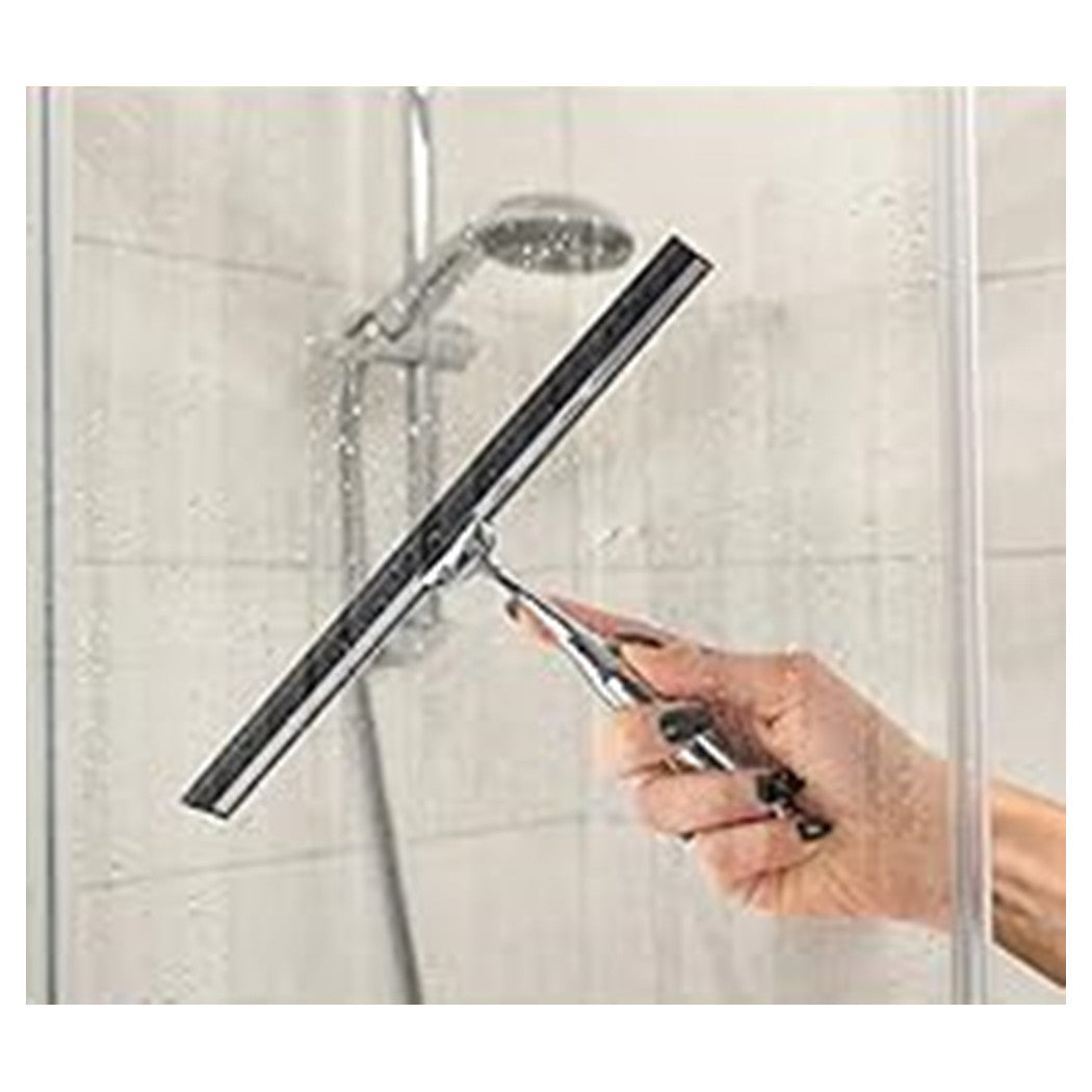 Trade Shop - Set Tergivetro Per Doccia Con Gancio Muro Adesivo Doppio Appendino Porta Box Cromo 87834         