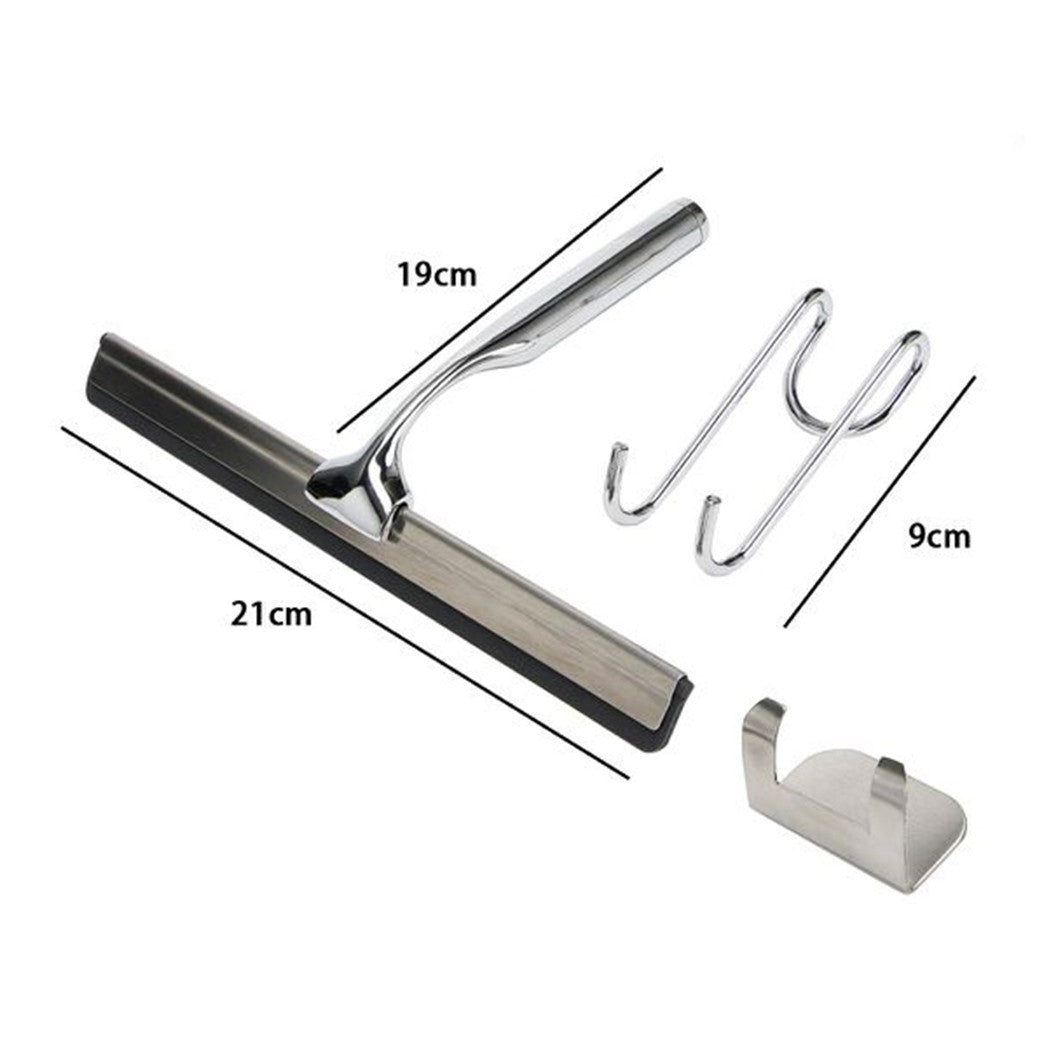 Trade Shop - Set Tergivetro Per Doccia Con Gancio Muro Adesivo Doppio Appendino Porta Box Cromo 87834         