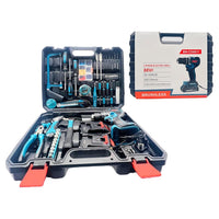 Trade Shop - Set Trapano Elettrico Avvitatore A Batteria 2 Velocità Punte Borsa Attrezzi 2 Batterie         