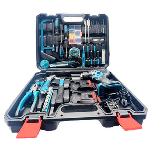 Trade Shop - Set Trapano Elettrico Avvitatore A Batteria 2 Velocità Punte Borsa Attrezzi 2 Batterie         