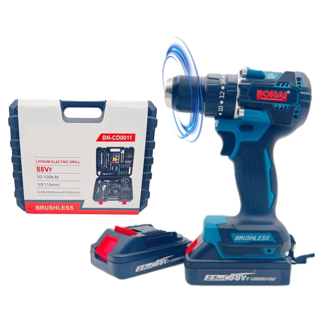 Trade Shop - Set Trapano Elettrico Avvitatore A Batteria 2 Velocità Punte Borsa Attrezzi 2 Batterie         