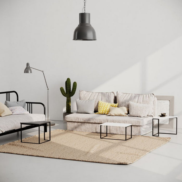 Set tre tavolini OhLady colore bianco e antracite con gambe nere