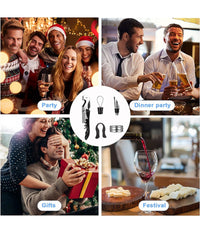 Set Vino 5in1 Cavatappi Apribottiglie Multifunzione Anello Antigoccia Tappo Versatore         