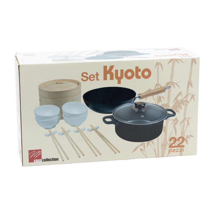 Set Wok 22 Pz Kyoto Carbon Steel Ø 28 Cm