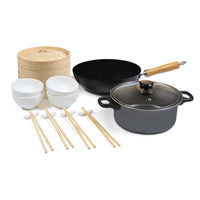 Set Wok 22 Pz Kyoto Carbon Steel Ø 28 Cm