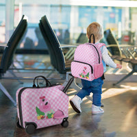 Set 2 bagagli per bambini con ruote girevoli, Valigia rigida da 47x23cm e zaino con laccio da viaggio in aereo Rosa-Bagagli e borse