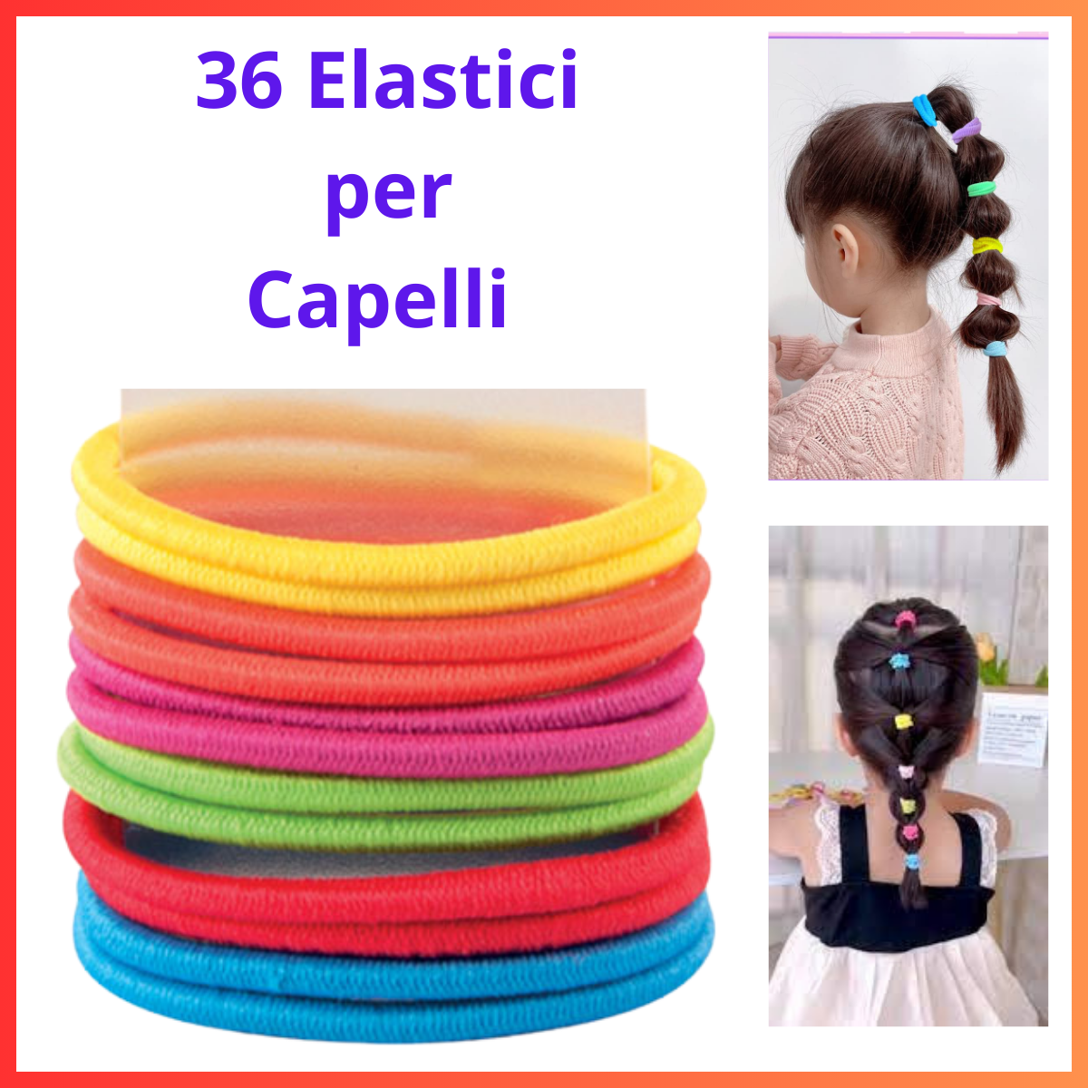 36 elastici per capelli elastico colorati  accessori per capello donna e bambina