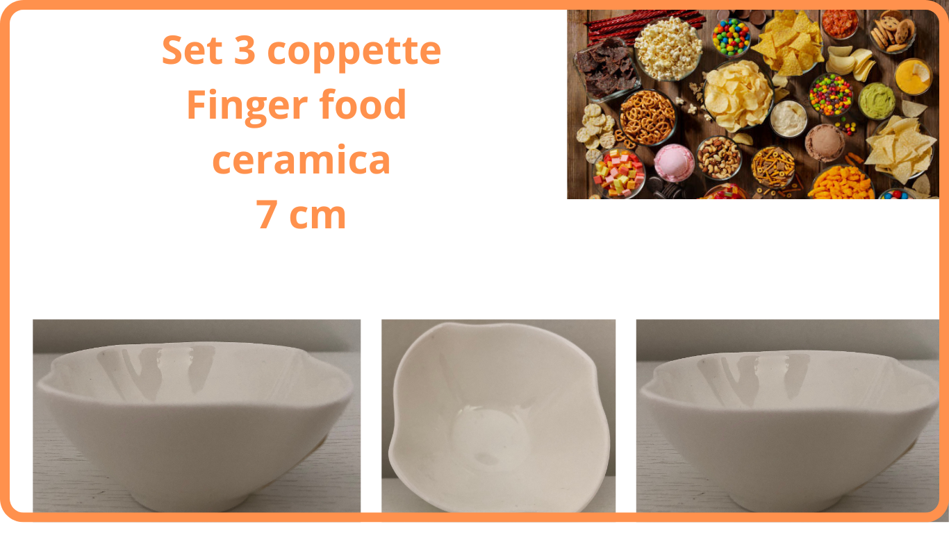 Set 3 ciotole coppette ceramica per aperitivo antipasti finger food degustazione coktail bar patatine salatini noccioline casa