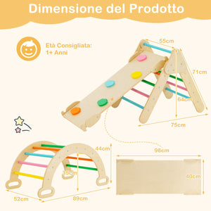 Set 3 giocattoli da arrampicata per bambini 1+ anni con triangolo arco salita, Set di arrampicata Colorato-Arrampicate e scivoli