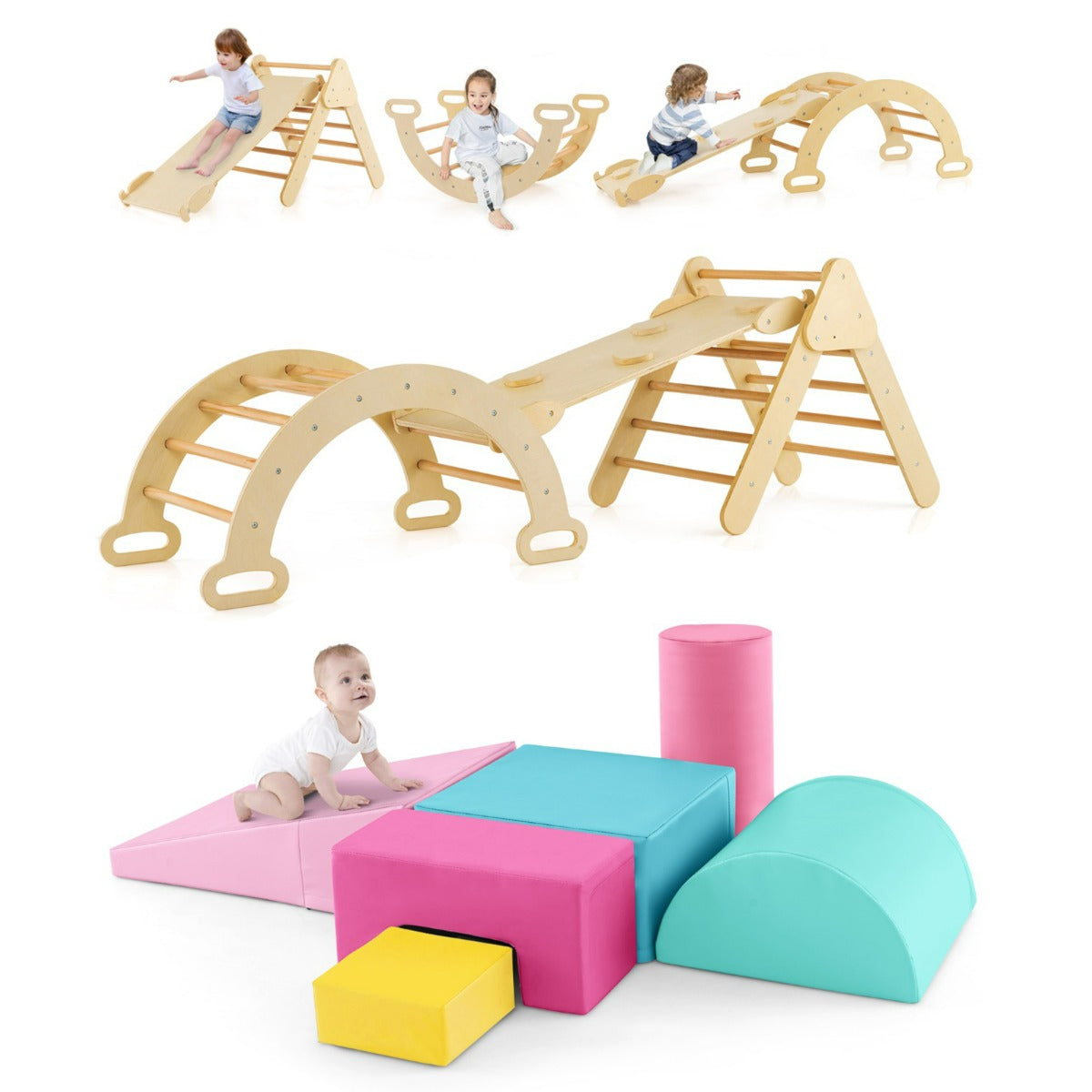 Set 3 giocattoli da arrampicata e blocchi rampicanti in schiuma, Set di arrampicata e blocchi rampicanti set rampicante indoor-Giocattoli educativi