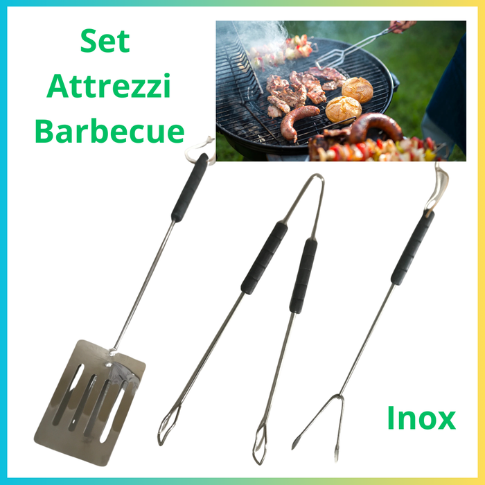 Attrezzi per barbecue pinza paletta forchettone acciaio inox utensili griglia grigliata montagna camino