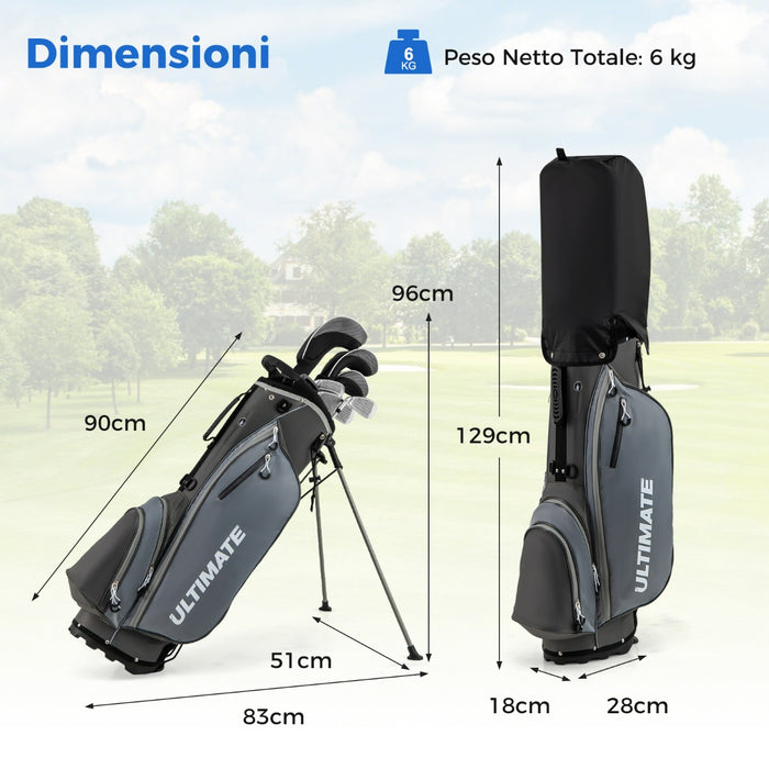 Set con 9 mazze da golf per uomini, Set completo da golf regalo perfetto per golfisti Grigio-Golf