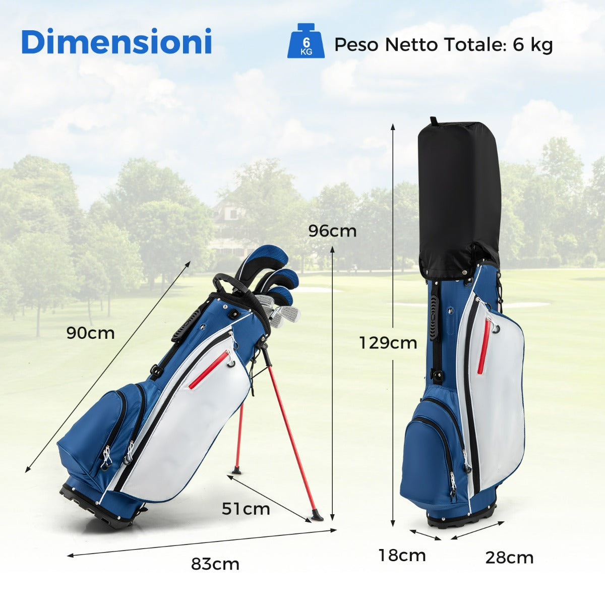 Set con 9 mazze da golf per uomini, Set completo da golf regalo perfetto per golfisti Blu-Golf