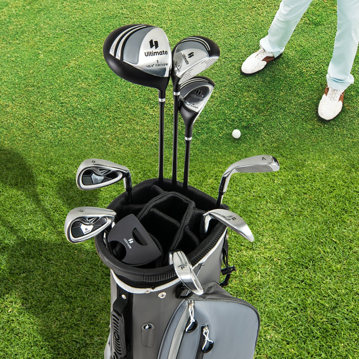 Set con 9 mazze da golf per uomini, Set completo da golf regalo perfetto per golfisti Grigio-Golf