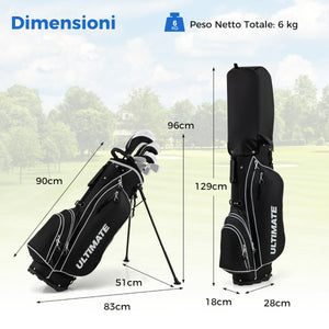 Set con 9 mazze da golf per uomini, Set completo da golf regalo perfetto per golfisti Nero-Golf