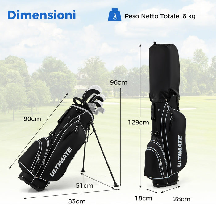 Set con 9 mazze da golf per uomini, Set completo da golf regalo perfetto per golfisti Nero-Golf