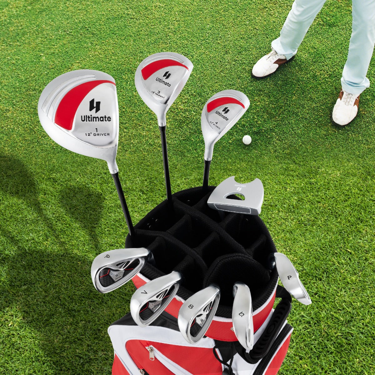 Set completo di mazze da golf per bambini destrimani, Set da golf per bambini da 8 a 10 anni Rosso-Golf