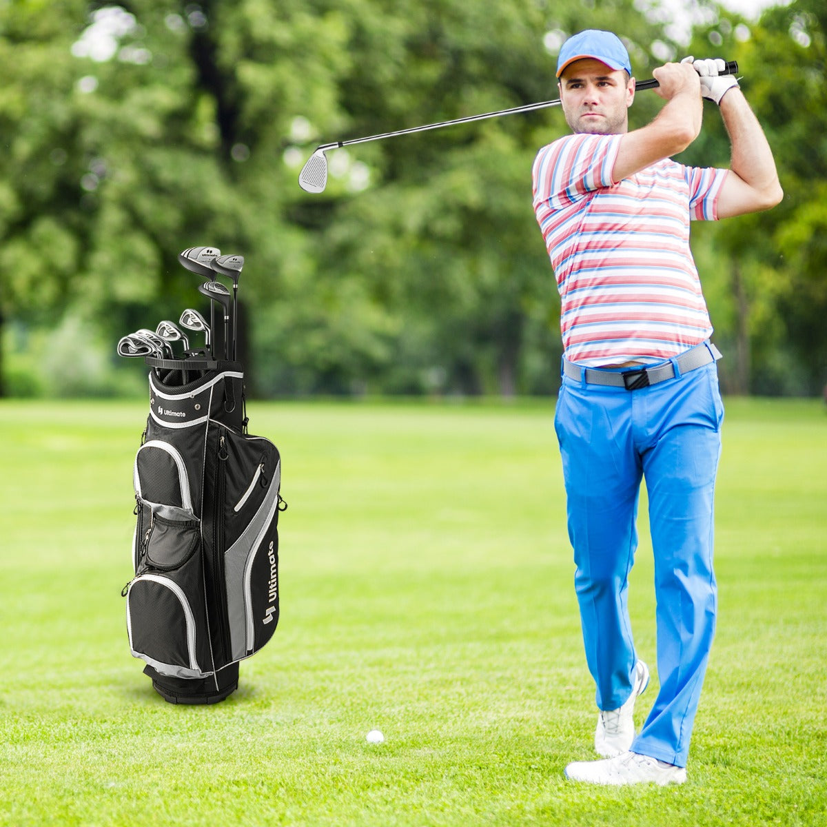 Set completo di mazze da golf da uomo da 9 pezzi, Mazze da golf con driver in lega legno fairway 3# ibrido 4# Grigio-Golf