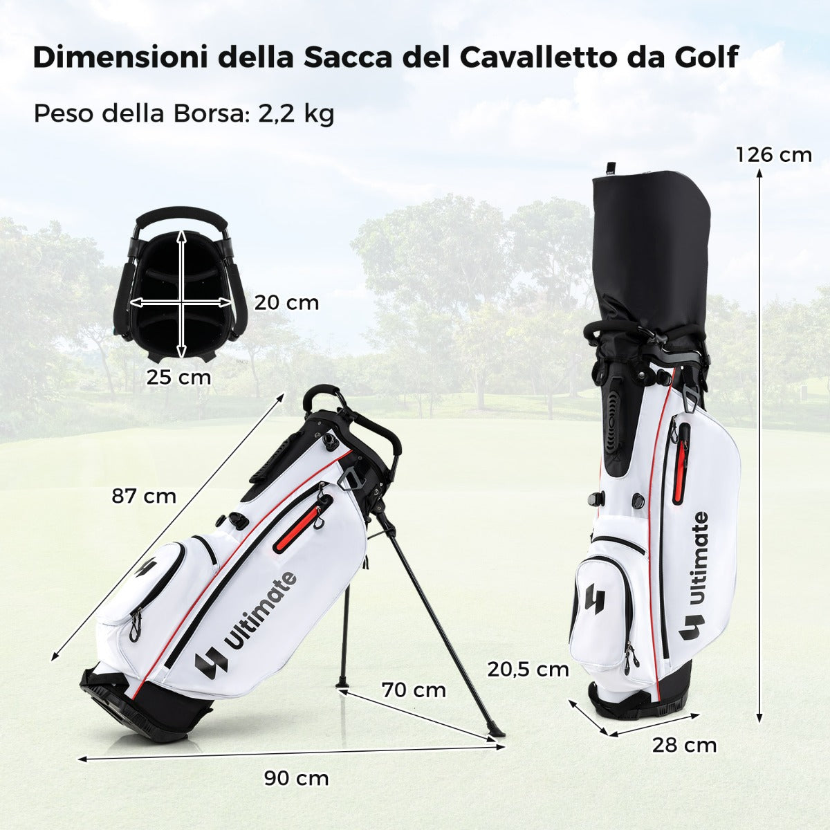 Set completo di mazze da golf da donna con borsa porta mazze, Set completo include driver #1 460CC e ibrido Rosso-Golf