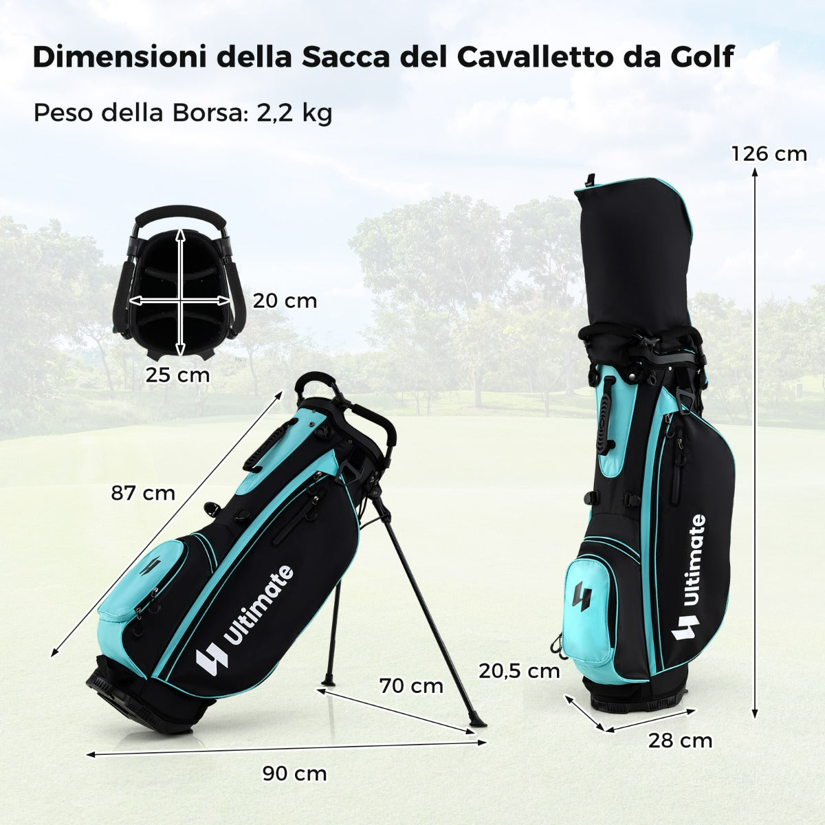 Set completo di mazze da golf da donna con borsa porta mazze, Set completo include driver #1 460CC e ibrido Verde-Golf