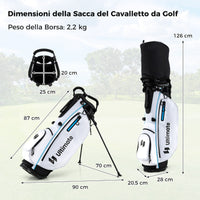 Set completo di mazze da golf da uomo con sacca a treppiede, Include driver #1 da 460CC e putter e copriteste Bianco-Golf