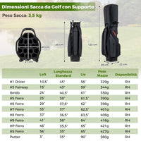 Set completo di mazze golf da uomo con borsa da golf portatile-Completo putter e copertura antipioggia