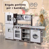 Set cucina giocattolo per bambini con luci e suoni-Lavandino e accessori per 3+ anni Marrone Scuro
