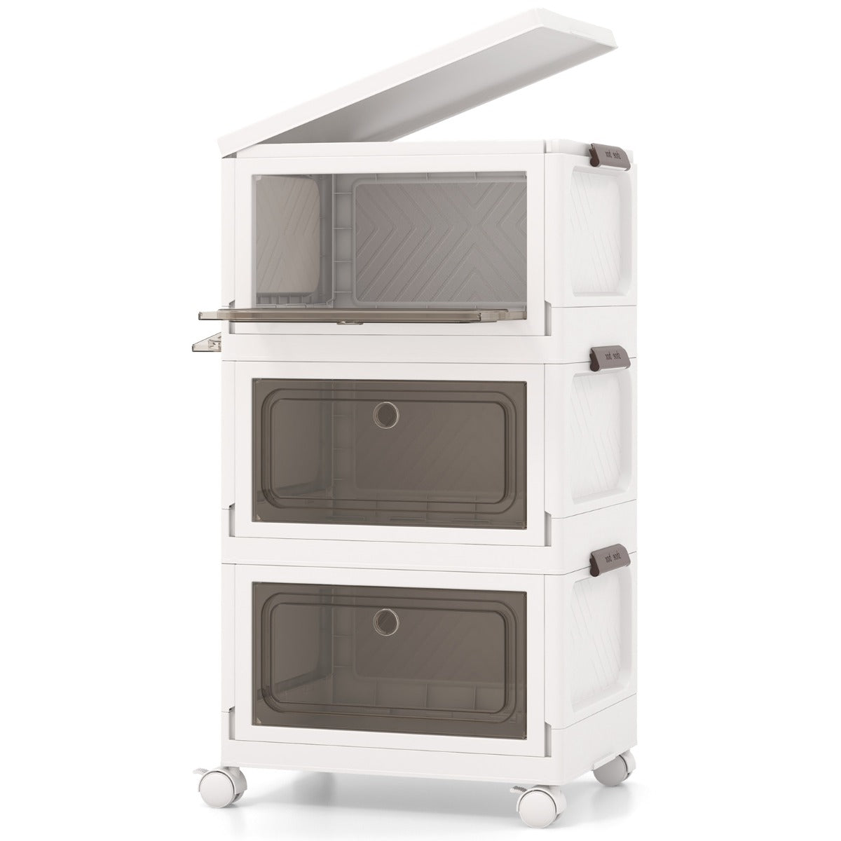 Scatole pieghevoli da 75L con ruote bloccabili, Set da 3 contenitori impilabili-Scarpiere