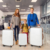 Set di valigie con maniglia telescopica in alluminio e ruote piroettanti, Set da 3 valigie rigide espandibili Bianco-Bagagli e borse