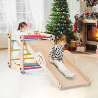 Set da arrampicata montessori per bambini, Giochi da arrampicata pieghevoli in legno con rampe regolabili Colorato-Arrampicate e scivoli