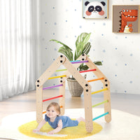 Set da arrampicata montessori per bambini, Giochi da arrampicata pieghevoli in legno con rampe regolabili Colorato-Arrampicate e scivoli