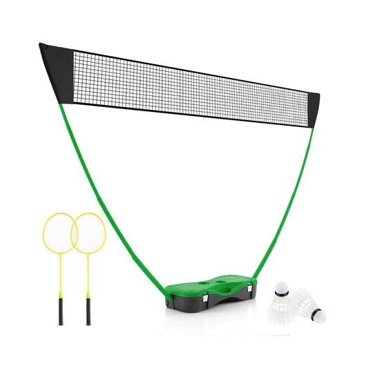 Set da badminton con rete racchette e volani, Set da badminton per gioco all'aperto con 2 volani 270x33,5x160cm Verde-Ricreazione outdoor