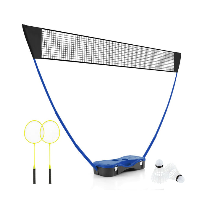 Set da badminton con rete racchette e volani, Set da badminton per gioco all'aperto con 2 volani 270x33,5x160cm Blu-Ricreazione outdoor