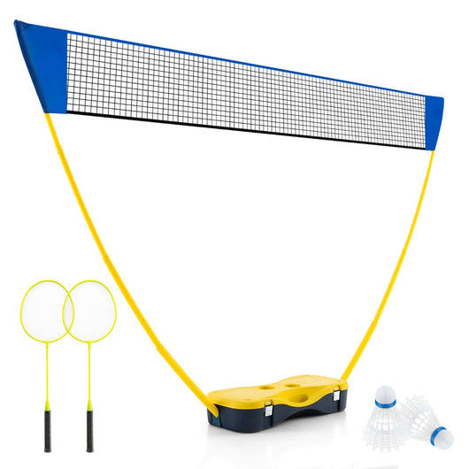 Set da badminton con rete racchette e volani, Set da badminton per gioco all'aperto con 2 volani 270x33,5x160cm-Ricreazione outdoor