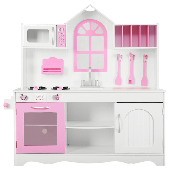Set da cucina giocattolo per bambini, Set cucina in legno con pentole in legno accessori da cucina 106,5x32x109cm-Cucine giocattoli