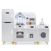 Set da cucina per bambini 3+ anni con frigorifero e lavatrice macchina del ghiaccio, Giocattolo da cucina Bianco e grigio-Cucine giocattoli