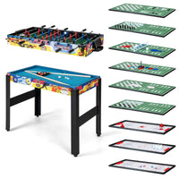 Set da tavolo per giochi combo 12 in 1, Tavolo multiuso con calcio balilla biliardo ping pong scacchi bowling-Stanza dei giochi
