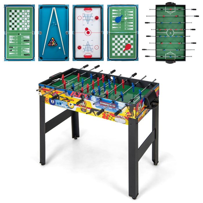 Set da tavolo per giochi combo 12 in 1, Tavolo multiuso con calcio balilla biliardo ping pong scacchi bowling-Stanza dei giochi