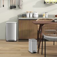 Set di 2 cestini per la spazzatura da 40L e 6L, Cestino per rifiuti in acciaio inox con secchi interni rimovibili Argento-Organizzazione della cucina