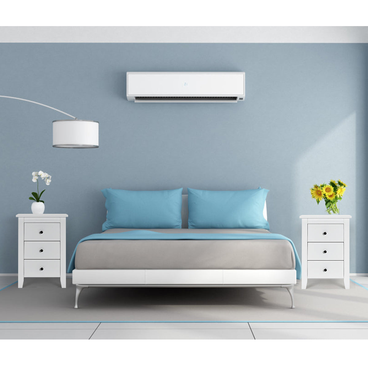 Set di 2 comodini con 3 cassetti per camera da letto-Cassettiera moderna vicino al letto Bianco