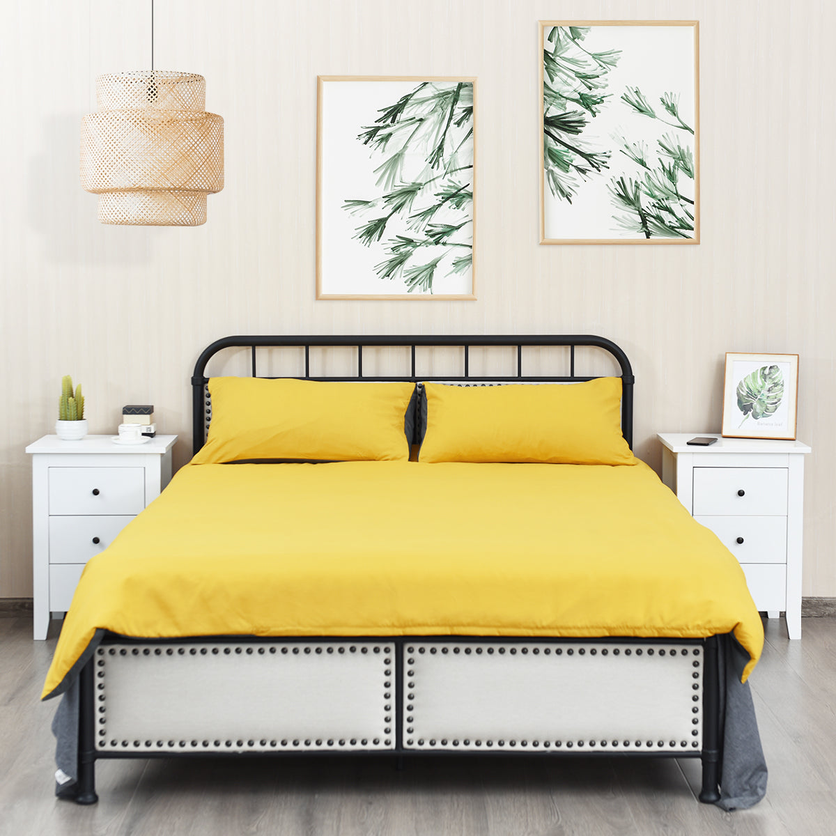 Set di 2 comodini con 3 cassetti per camera da letto-Cassettiera moderna vicino al letto Bianco