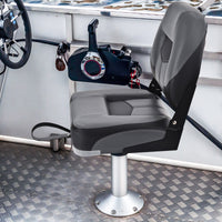 Set di 2 sedie pieghevoli con schienale basso per barca, Sedile yacht ergonomici con schiuma spessa Nero-Sport acquatici