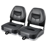 Set di 2 sedie pieghevoli con schienale basso per barca, Sedile yacht ergonomici con schiuma spessa Nero-Sport acquatici