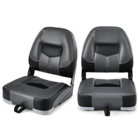 Set di 2 sedie pieghevoli con schienale basso per barca, Sedile yacht ergonomici con schiuma spessa Nero-Sport acquatici