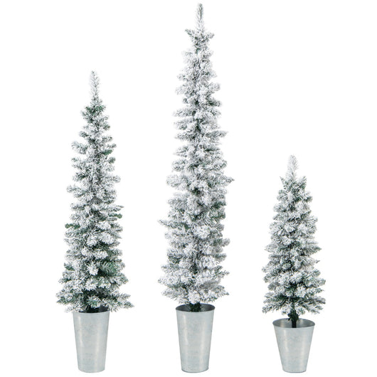 Set di 3 Alberi di Natale artificiali da 90/120/150cm, Alberi di Natale innevati con 120/140/160 punte di rami-Alberi di Natale
