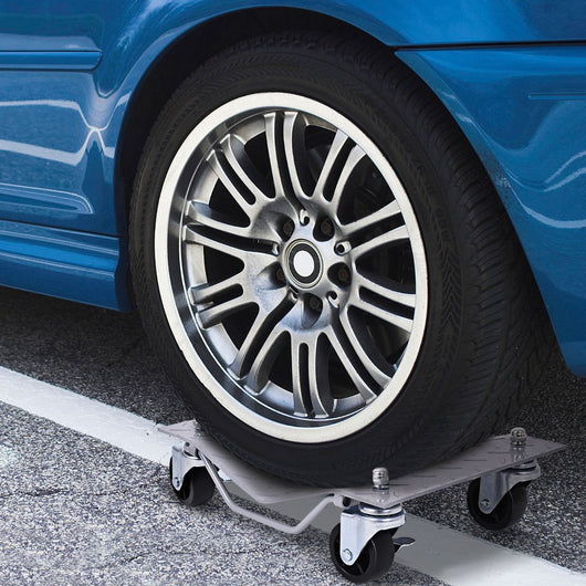 Set di 4 pattini per pneumatici in metallo con rotelle bloccabili maniglia, Set di car lift dolly per auto Grigio-Accessori per veicoli
