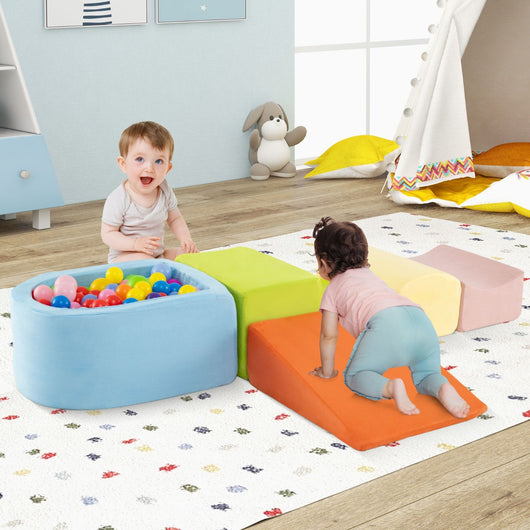 Set di 5 blocchi di schiuma di blocchi giganti con piscina di palline, Grandi blocchi per giocare Colorato-Giocattoli educativi