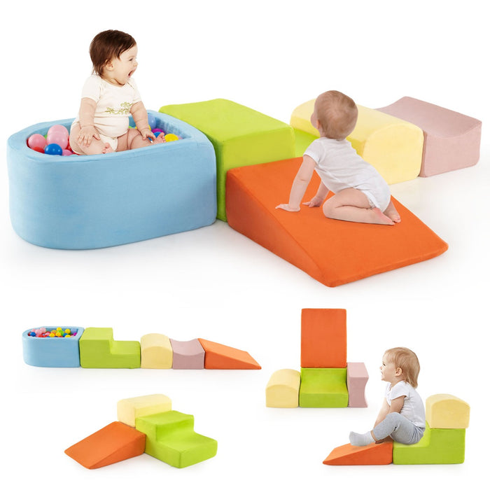 Set di 5 blocchi di schiuma di blocchi giganti con piscina di palline, Grandi blocchi per giocare Colorato-Giocattoli educativi