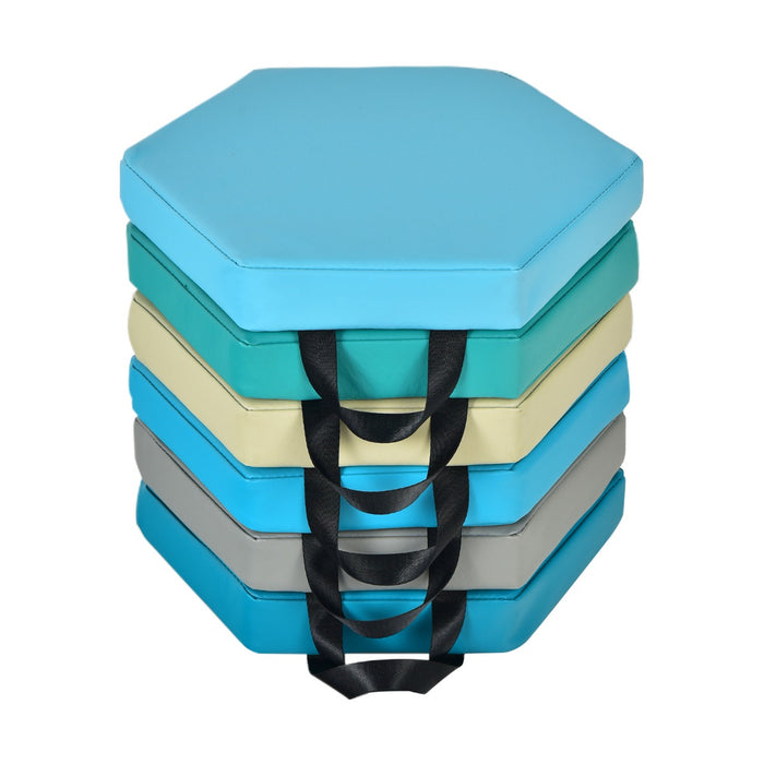 Set di 6 cuscini esagonali morbidi con maniglie per bambini, Sedili portatili e flessibili per scuola Morandi-Tappetini da gioco