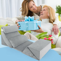 Set di 7 cuscini a cuneo per letto con copertura lavabile, Cuscini per corpo in memory foam regolabili Grigio-Cuscini